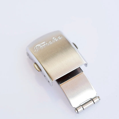 18mm silver stainless steel double push-button safety clasp for Seiko Citizen watch bracelet