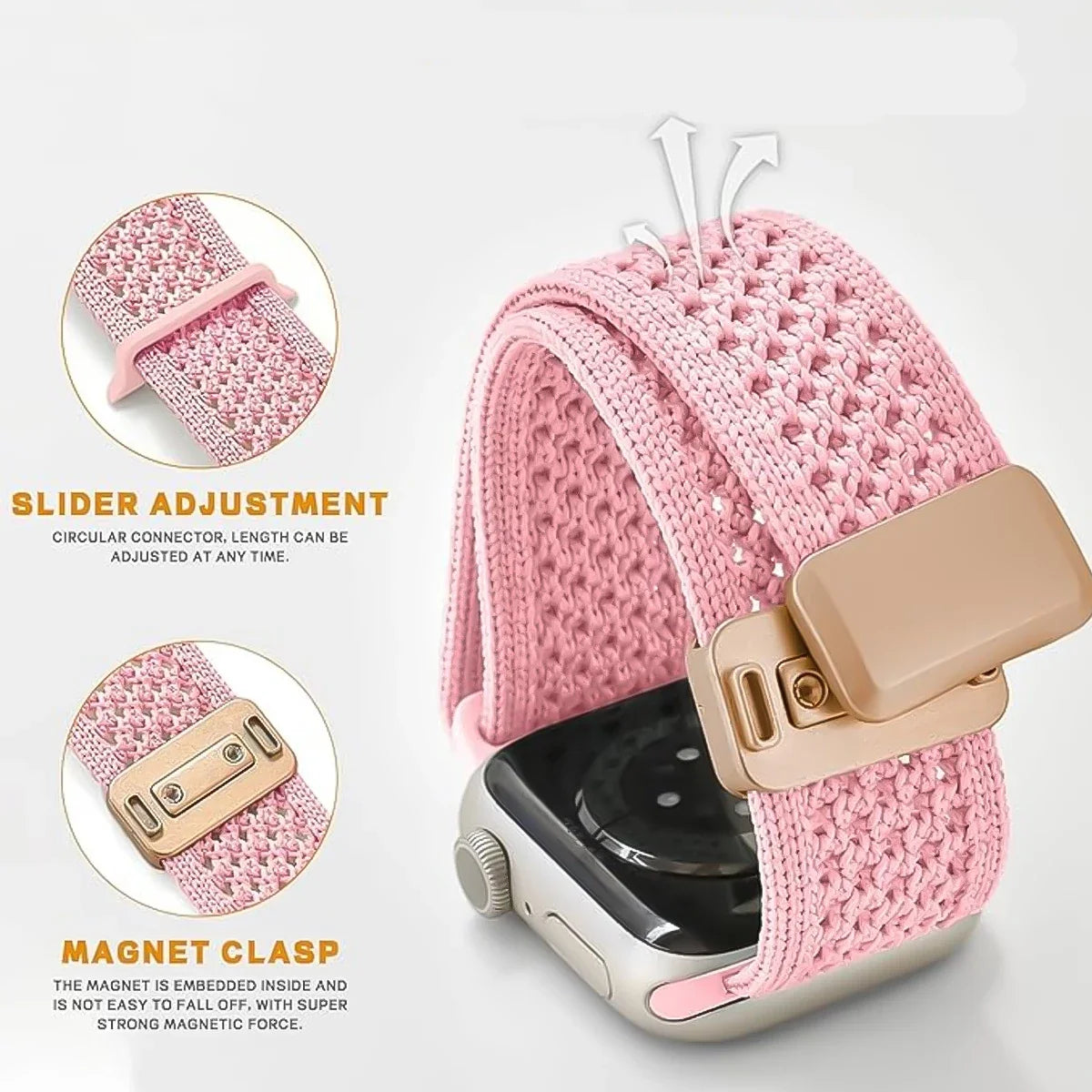 Bracelet magnétique en nylon pour Apple Watch, compatible avec les tailles 40mm, 44mm, 45mm, 46mm, 49mm, 41mm, 38mm, et les séries iWatch SE, 7, 6, 8, 9, 10, Ultra 2