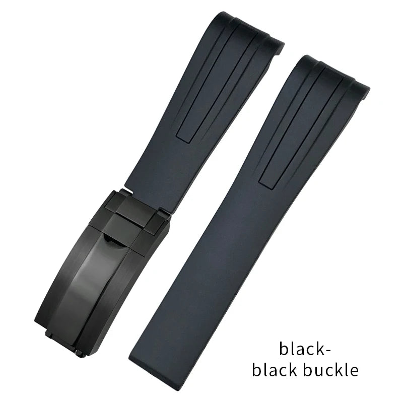 Uhrenarmband aus Kautschuk und Silikon, gebogenes Ende, 18mm 19mm 20mm 21mm 22mm, für Submariner DayRequiRolex Gstuff IWC Pilot, Uhrenarmband-Zubehör