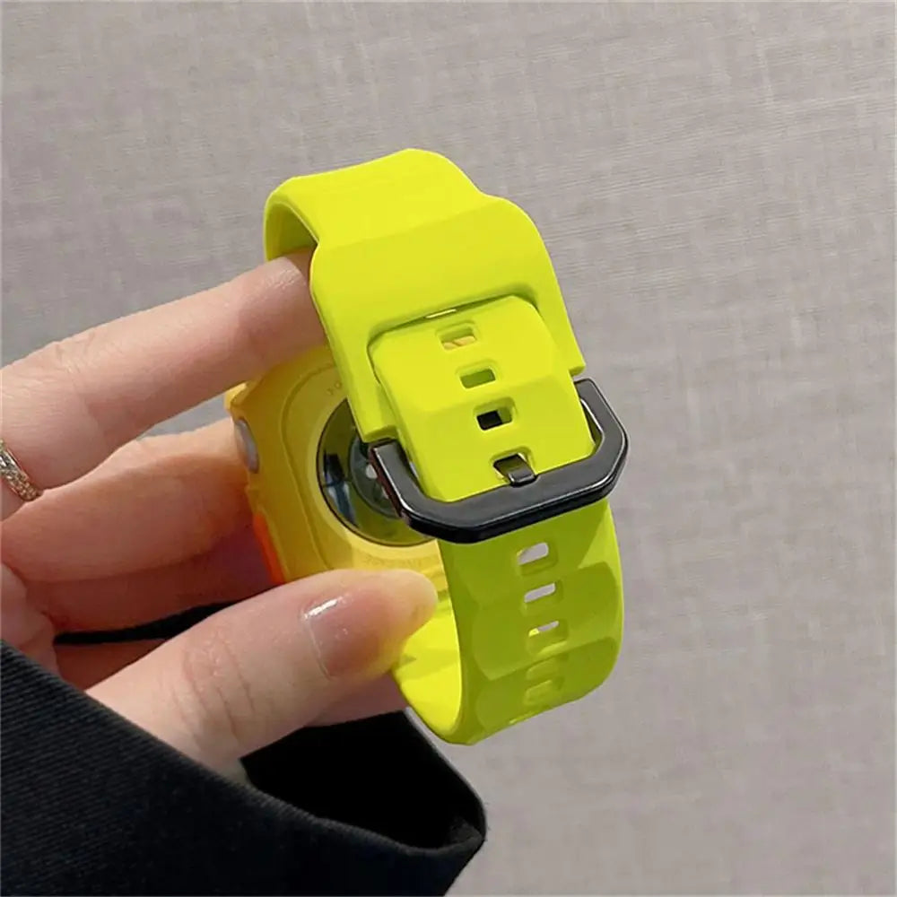 Liquid Silicone Strap + TPU Case for iWatch 10 9 8 SE 7 6 for Apple Watch 42MM 46MM 49MM