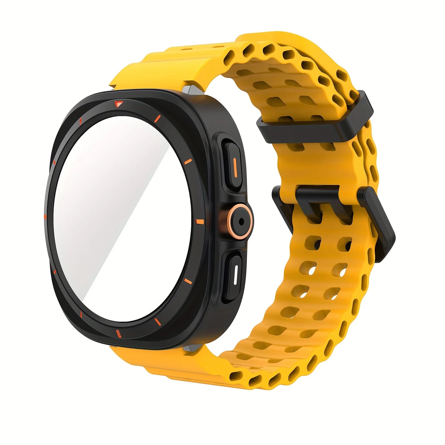 Ensemble d'accessoires pour Samsung Galaxy Watch 7/6 (40mm/44mm), 2 pièces, étui de protection ultra-résistant, bracelet respirant en verre trempé HD