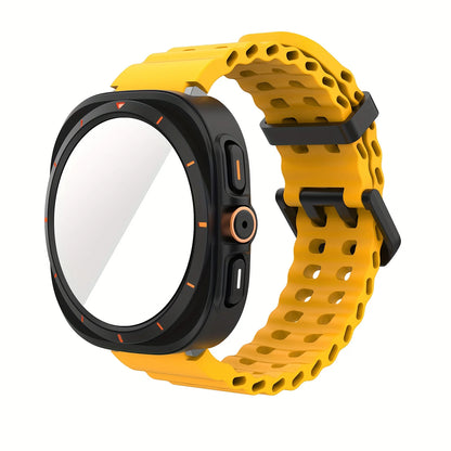Ensemble d'accessoires pour Samsung Galaxy Watch 7/6 (40mm/44mm), 2 pièces, étui de protection ultra-résistant, bracelet respirant en verre trempé HD