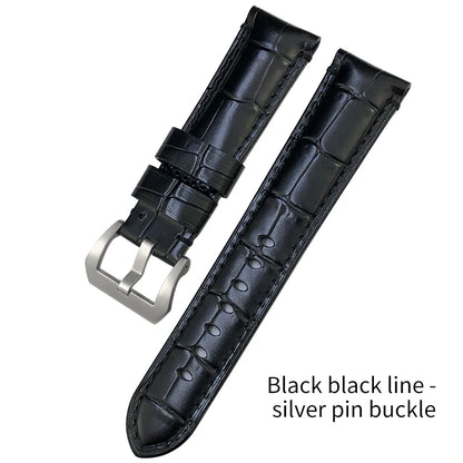 Men's 22mm Blue Cowhide Genuine Leather Watch Strap for PANERAI LUMINOR 1950 GMT SUBMERSIBLE PAM00688 00927 Pin Buckle Band