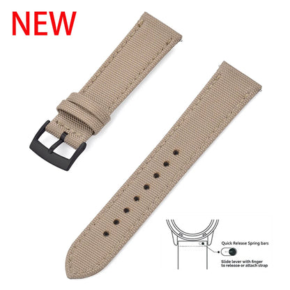Leather and Nylon Watch Strap for Men and Women, 18mm 20mm 22mm, Quick Release, Universal, Suitable for Traditional Smartwatches
