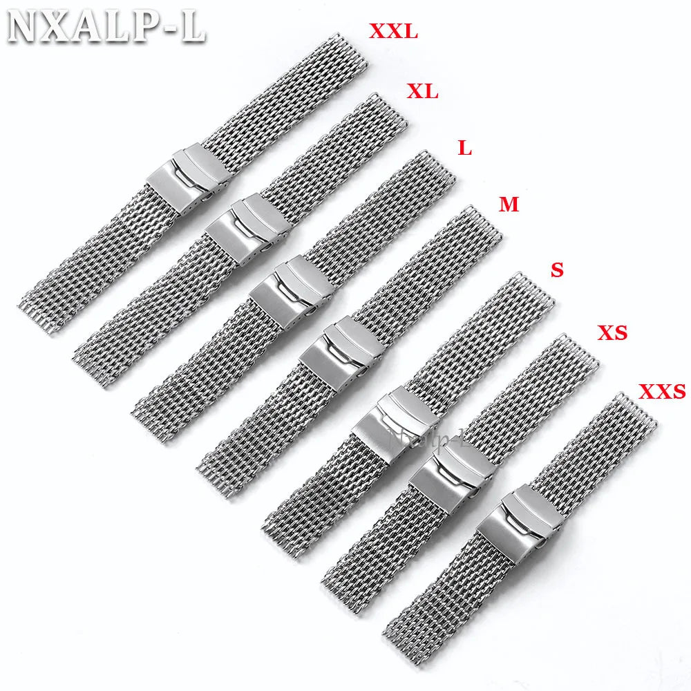 Luxury Milanese Mesh Watch Band Strap 18mm 20mm 22mm 24mm Stainless Steel for Seiko for Omega, 4.5mm Thickness
