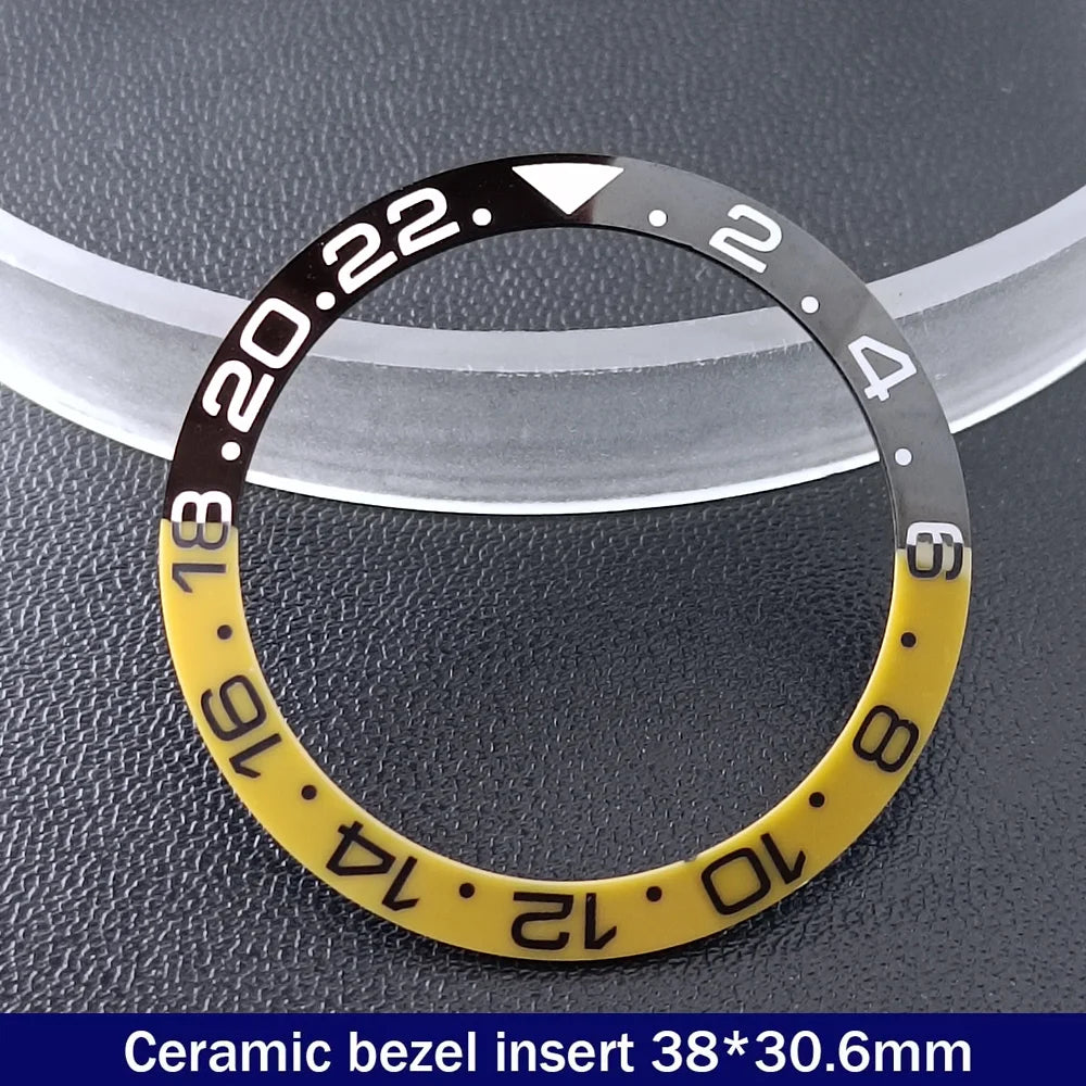 38mm x 30.6mm Sloped Ceramic Bezel GMT and Diving Watch Insert for 40mm Men's Watch Replacement Watch Bezel Inserts