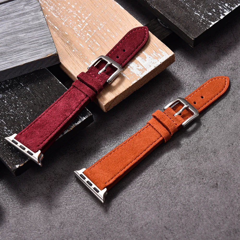 Suede Leather Bracelet for Apple Watch Band 44mm 40mm 38mm 45mm 41mm Vintage Leather Strap iWatch Series 6 SE 7 8 9 10 Ultra2 49