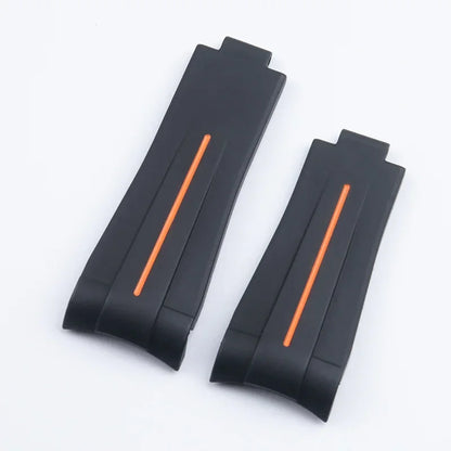 21mm curved end FKM fluororubber watch strap, accessories for Rolex bracelet, for 41mm Submariner Explorer 216570, glide lock clasp