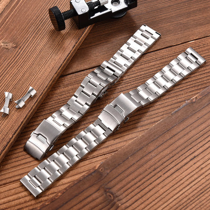 Luxury Stainless Steel Watch Band, 18mm 20mm 22mm, Three-Link Steel Bracelet, Quick Release, Straight End, for Rolex
