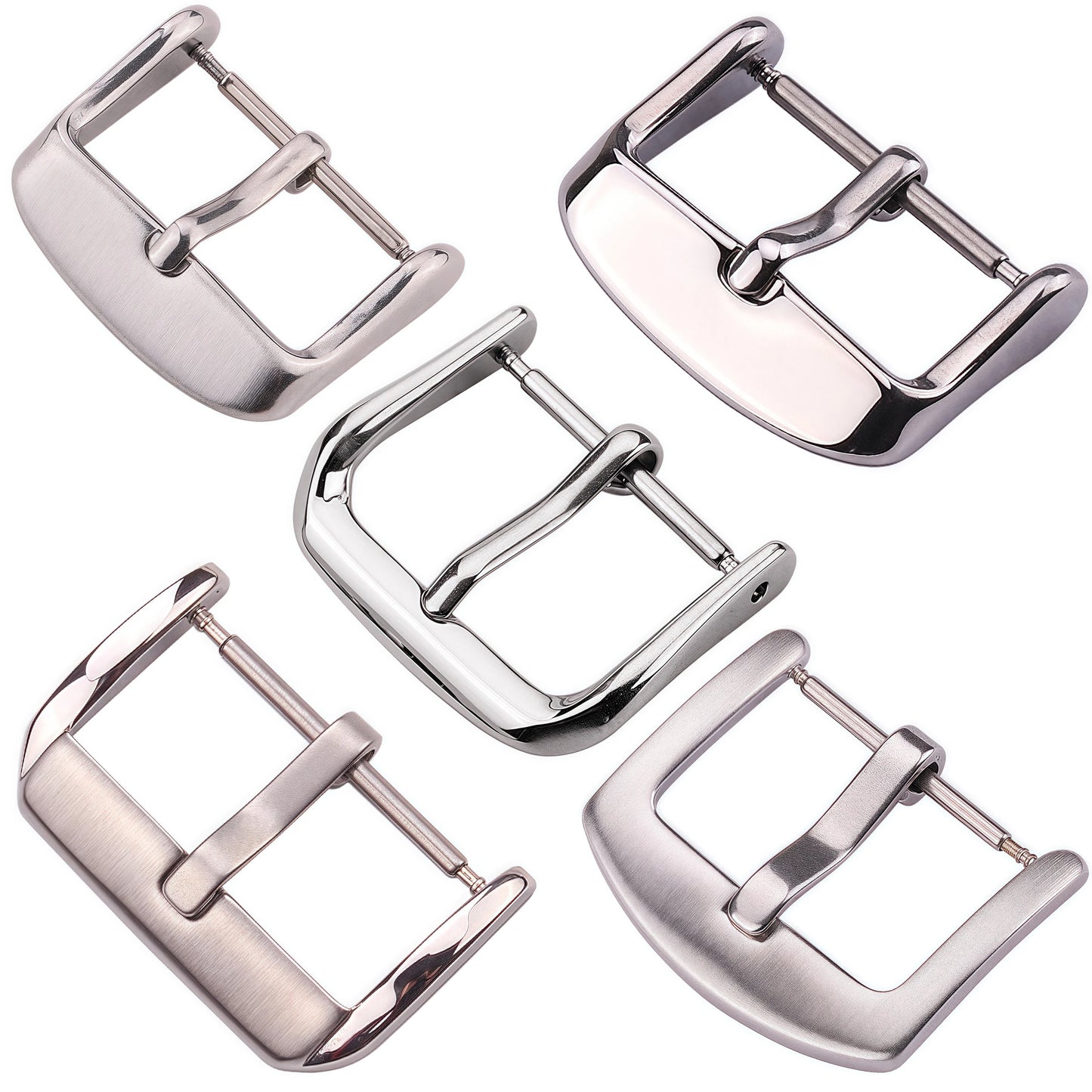 Stainless Steel Watch Buckle, Multiple Styles, 16 to 24mm, Silver Replacement Clasp for Men's Watch Straps