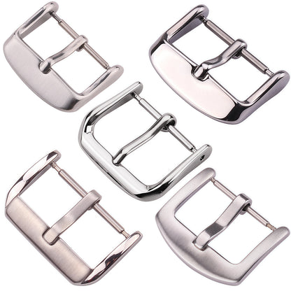 Stainless Steel Watch Buckle, Multiple Styles, 16 to 24mm, Silver Replacement Clasp for Men's Watch Straps