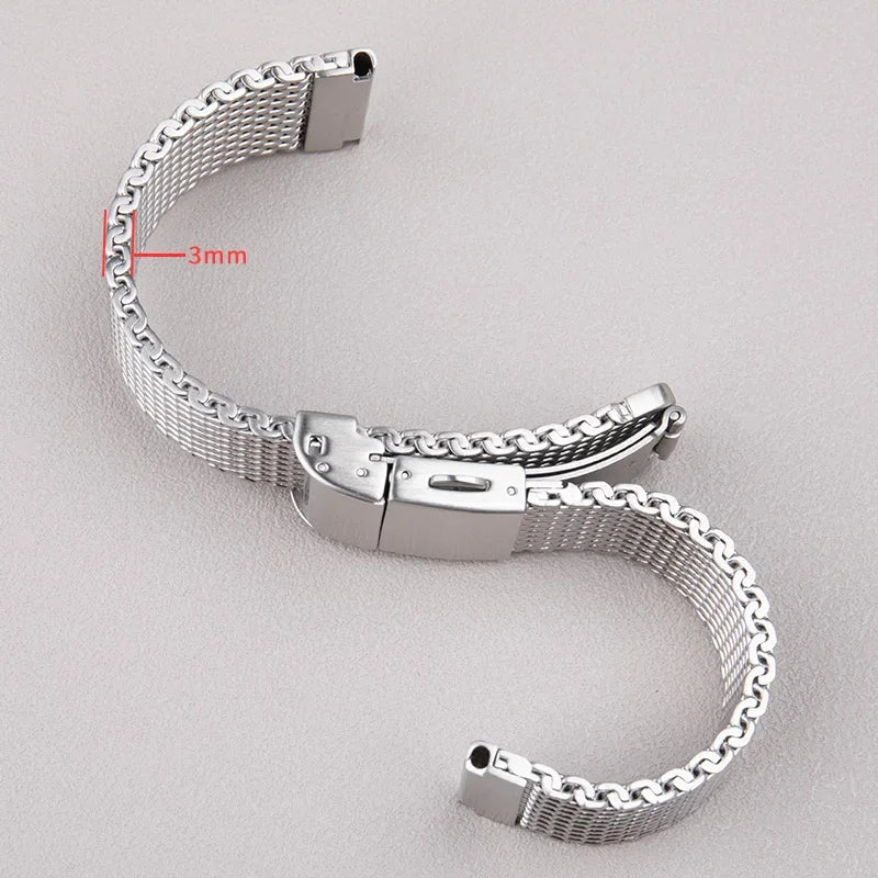 Cinturino per orologio flessibile in acciaio inossidabile 316L, 19/20/21/22mm, per Rolex Omega IWC Breitling Citizen Seiko Tissot, bracciale a maglia milanese