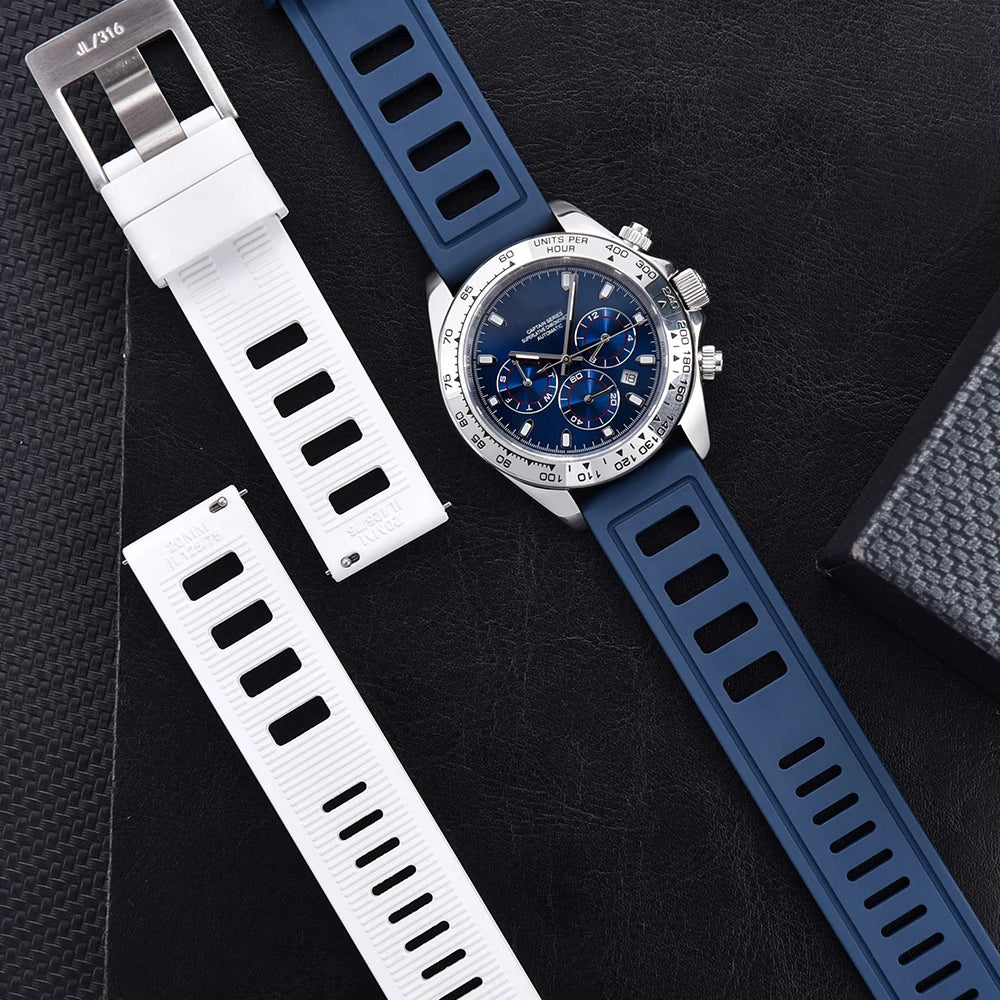 Bracelet de montre FKM Fluorubber de qualité supérieure, étanche, bracelets de montre intelligents à dégagement rapide, 20mm, 22mm, chaque marque de montres de plongée
