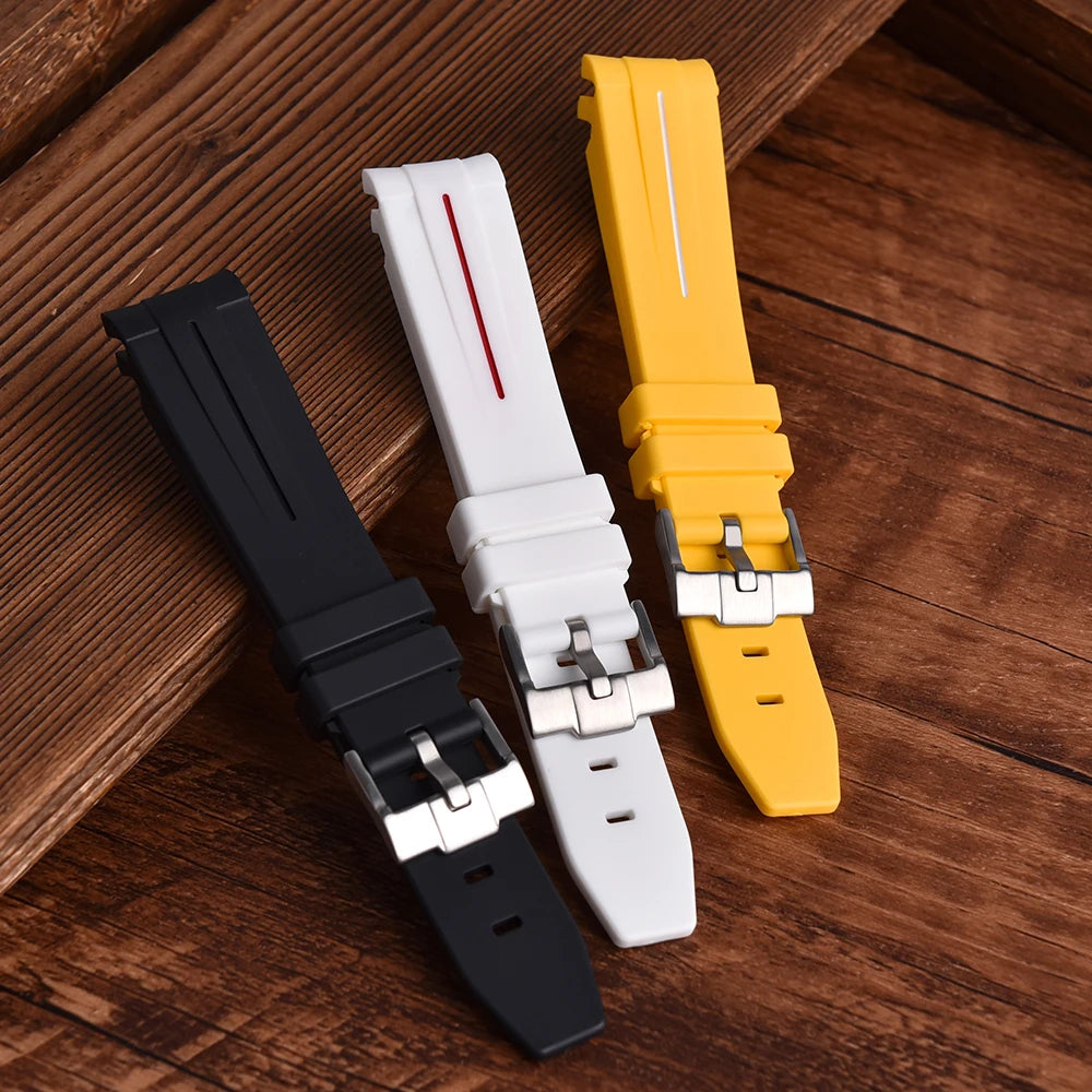 STAPELP Bracciale per orologio in gomma con estremità curva da 20 mm adatto per Omega X s-watch Joint Moon cinturini per orologi uomo donna Cinturino impermeabile
