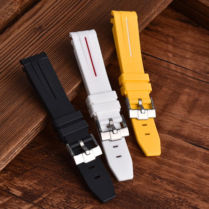 STAPELP Bracciale per orologio in gomma con estremità curva da 20 mm adatto per Omega X s-watch Joint Moon cinturini per orologi uomo donna Cinturino impermeabile