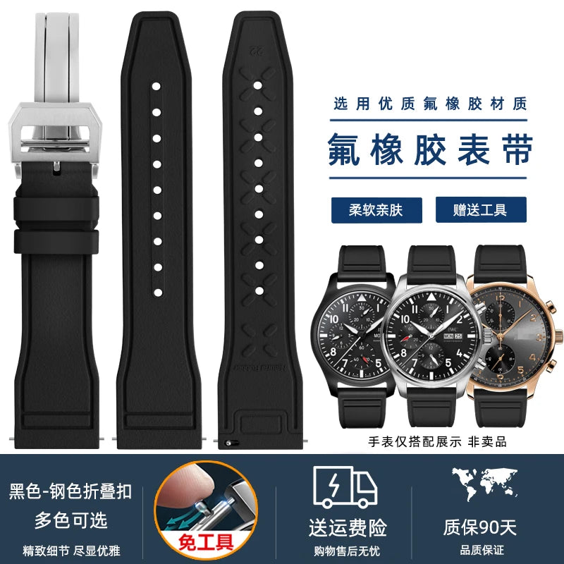Cinturino per orologio in silicone morbido 20 mm 21 mm 22 mm per IWC Pilot | Cinturino sportivo a sgancio rapido | Sostituzione unisex impermeabile del cinturino in gomma