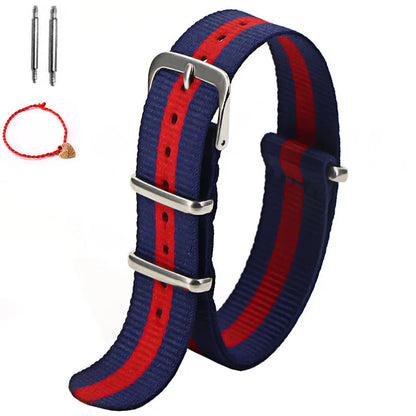 Bracelet de montre à rayures de remplacement pour hommes et femmes, en Nylon, avec boucle ardillon argentée, 16MM 18MM 20MM 22MM, bracelet à dégagement rapide