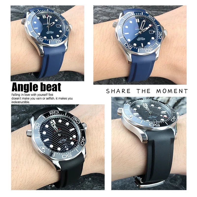 19mm 20mm 21mm 22mm Rubber Watch Straps for Omega Seamaster Planet Ocean for Certina Seiko Hamilton Waterproof Sport Watchband
