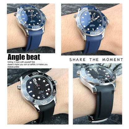 19mm 20mm 21mm 22mm Rubber Watch Straps for Omega Seamaster Planet Ocean for Certina Seiko Hamilton Waterproof Sport Watchband