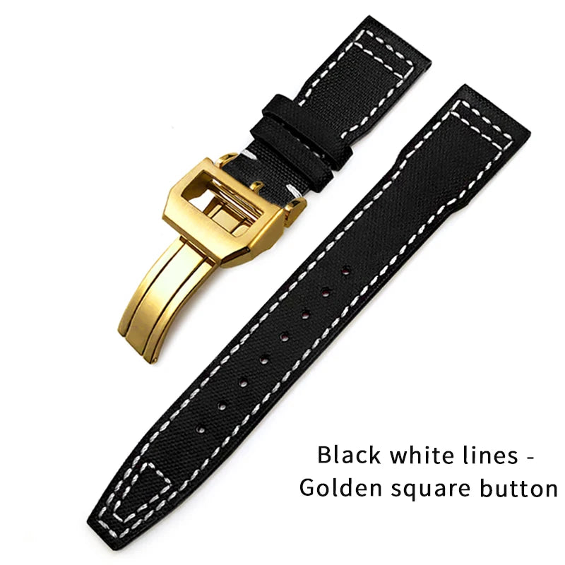 Bracelet de montre en cuir de Nylon 20mm 21mm 22mm pour montres IWC Big Pilot PORTOFINO IW3777 bracelet de montre en cuir de vache bleu vert noir rouge