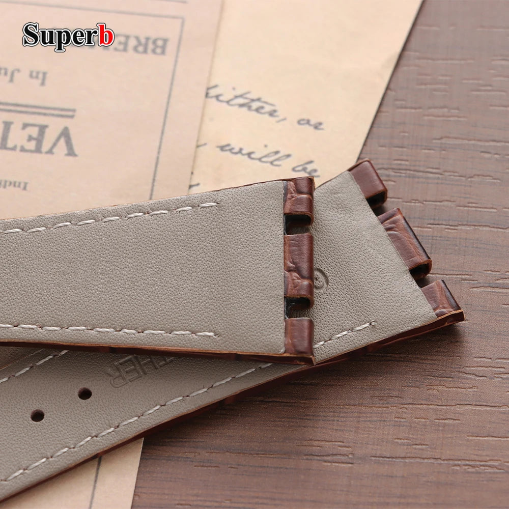 Soft Cowhide Leather Watch Strap for Audemars Piguet Royal Oak Offshore AP 15400 15703, Sweat Resistant, for Men and Women, Folding Buckle