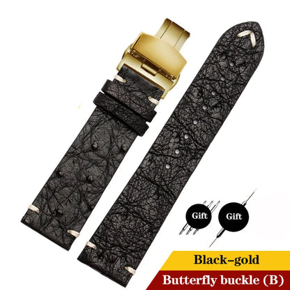 Cinturino per orologio in pelle di struzzo per Tissot Citizen Seiko nero verde acqua fantasma Braccialetto universale morbido Cinturino per orologio 18mm 20mm 22mm