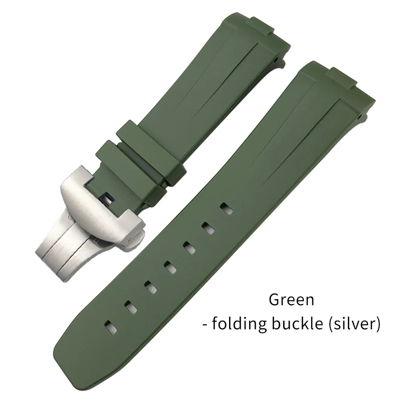 Bracelet de montre en caoutchouc naturel à extrémité incurvée de 24mm, pour Panerai LUMINOR SUBMERSIBLE PAM, en Silicone, étanche, boucle papillon