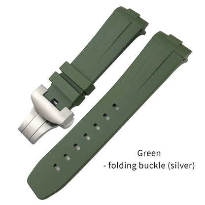 Bracelet de montre en caoutchouc naturel à extrémité incurvée de 24mm, pour Panerai LUMINOR SUBMERSIBLE PAM, en Silicone, étanche, boucle papillon