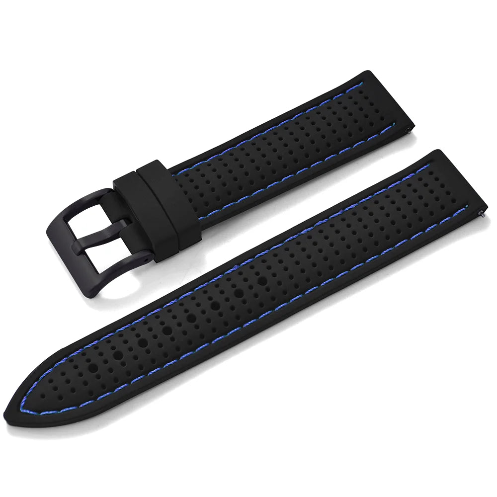 Bracelet de montre sport en silicone à dégagement rapide - Bracelet en caoutchouc souple respirant et imperméable, ajustement universel 18 mm 20 mm 22 mm pour hommes et femmes