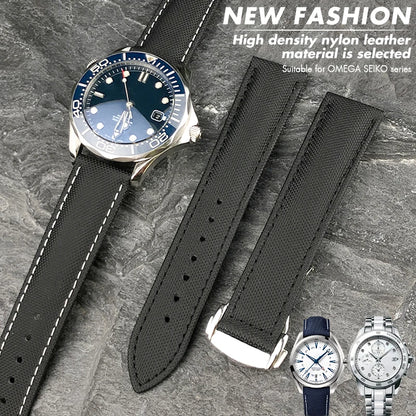 Cinturino di ricambio per orologio astronomico in tela e pelle per Omega Seam84300, Planet-Ocean SeATM, cinturino in nylon Hamilton, 20mm, 22mm, 19mm, 21mm