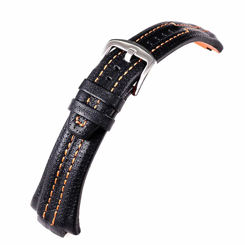 Cinturino per orologio da uomo, 27x15 mm, interfaccia convessa in pelle bovina