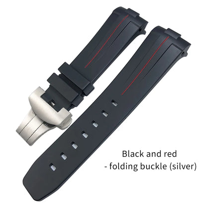 Bracelet de montre en caoutchouc naturel à extrémité incurvée de 24mm, pour Panerai LUMINOR SUBMERSIBLE PAM, en Silicone, étanche, boucle papillon