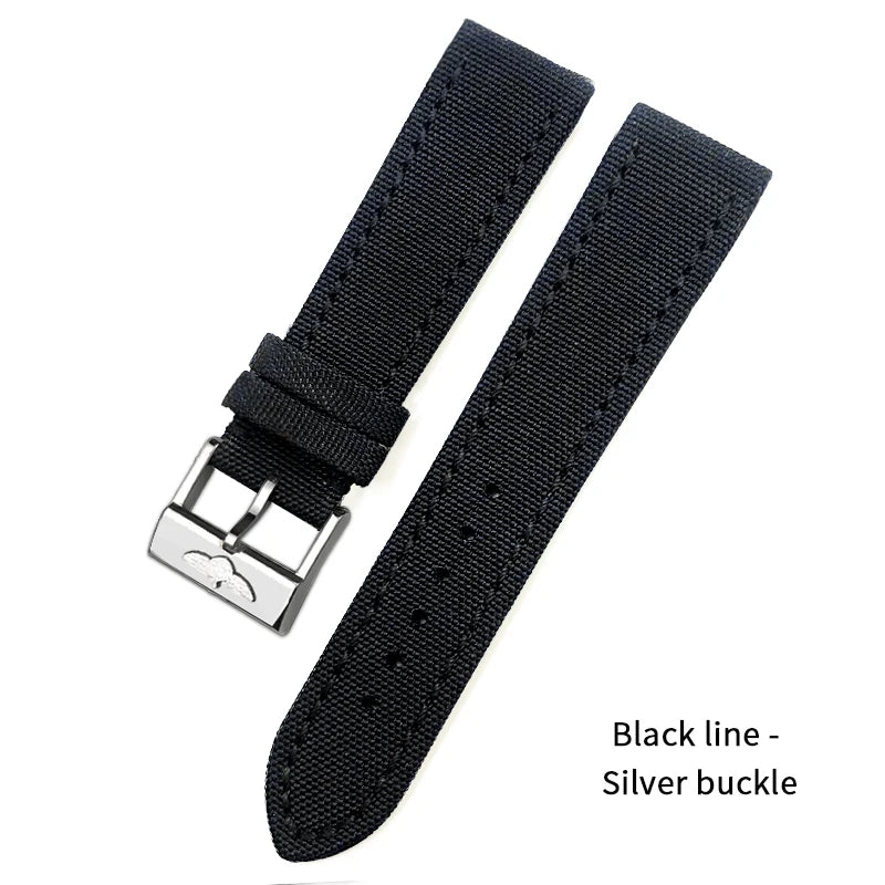 Nylon Canvas Watch Strap, 22mm, for Breitling HMGER Challenger, black, green, gray, yellow, high quality