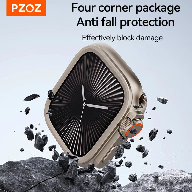 PZOZ pour iWatch Ultra 2 3 coque métallique PC couverture arrière pour Apple boîtier de montre série 11 10 9 8 7 se 6 45mm 44mm changement à Ultra 49mm