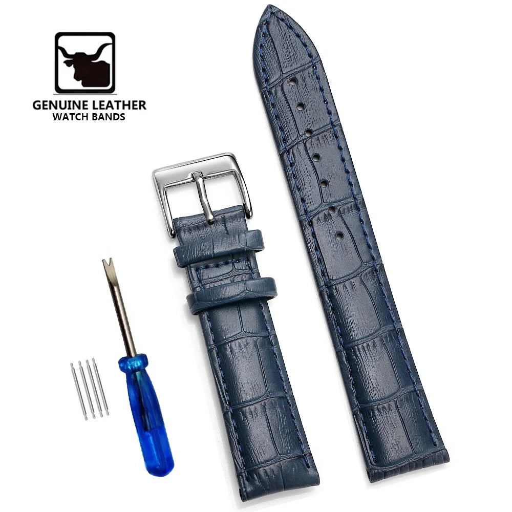 Bracelets de montre en cuir véritable de qualité supérieure, 12/14/16/18/19/20/21/22/24mm, Bracelet de poignet de haute qualité + outil