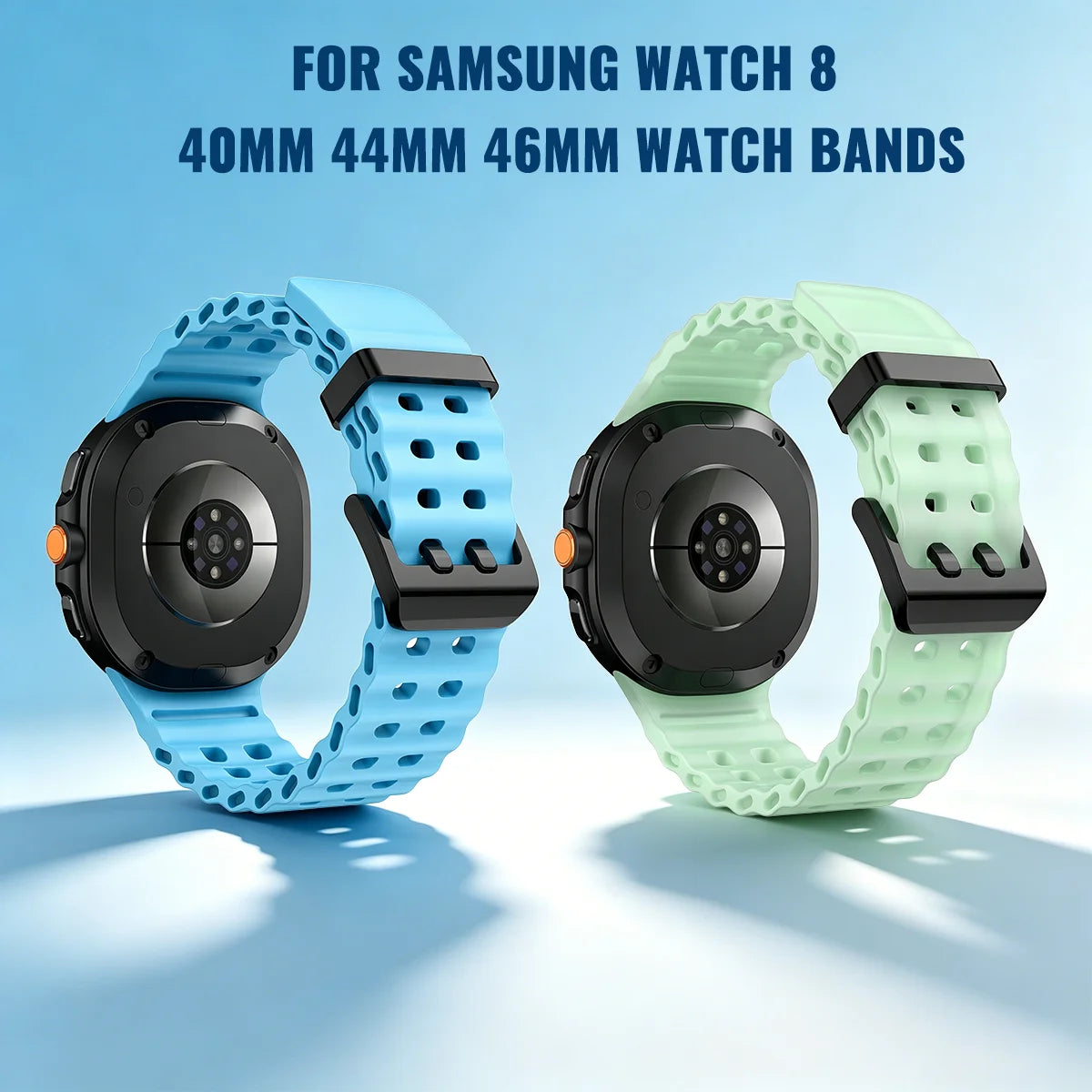 Cinturino per orologio sportivo luminoso in silicone Ocean per Samsung Galaxy Watch 8 9 40/44 mm 8 Classic 46 mm, cinturino di ricambio unisex