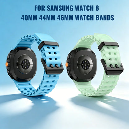 Cinturino per orologio sportivo luminoso in silicone Ocean per Samsung Galaxy Watch 8 9 40/44 mm 8 Classic 46 mm, cinturino di ricambio unisex