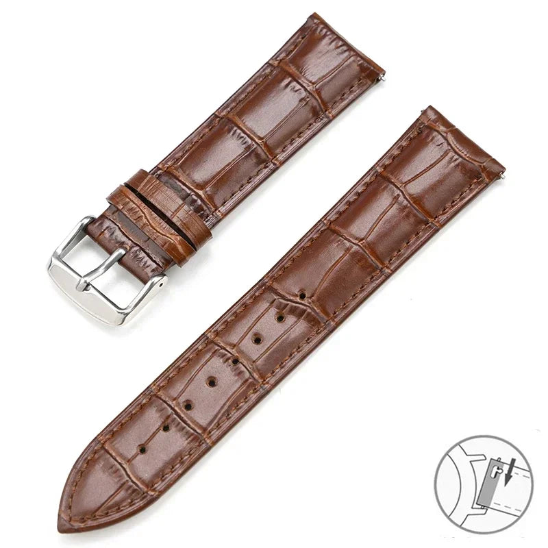 Bracelet en cuir véritable de vache pour Seiko Tissot, bracelet de montre universel à dégagement rapide 12 13 14 15 16 17 18 19 20 21 22 23 24 26mm