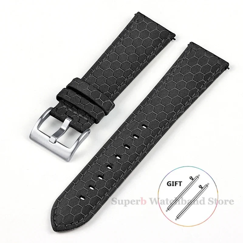 20/22mm Nylon + Leather Strap for Samsung Galaxy Watch4 Quick Release Sport Watch Band for Men Women for Huawei Watch Gt2/3/4