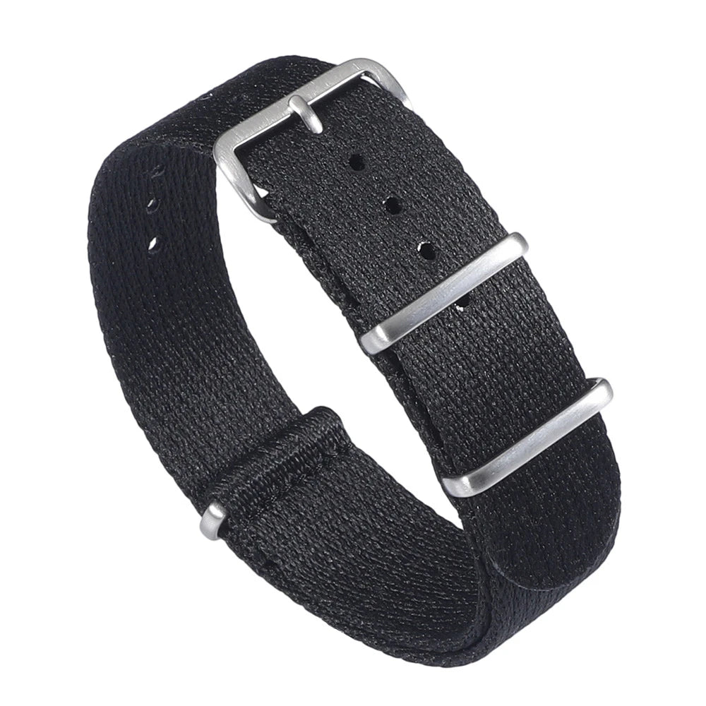 Cinturino per orologio monopezzo in nylon morbido 20mm 22mm, cinturino premium liscio a passaggio singolo, tessuto intrecciato a righe, cinturino da polso