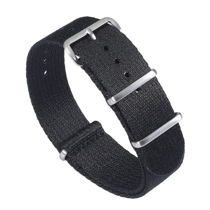 Cinturino per orologio monopezzo in nylon morbido 20mm 22mm, cinturino premium liscio a passaggio singolo, tessuto intrecciato a righe, cinturino da polso