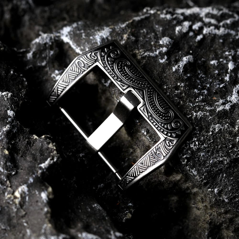 Chiusura goffrata, chiusura in acciaio inossidabile 304, chiusura incisa Maya da 20 mm, 22 mm, 24 mm, 26 mm, accessorio per cinturino in vera pelle