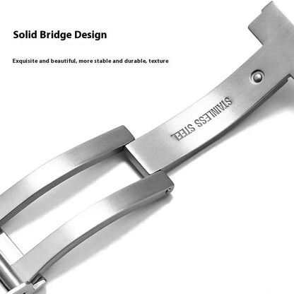 Solid Stainless Steel Foldable Watch Clasp for Men and Women, Silicone and Metal Strap, 16mm, 18mm, 20mm, 22mm