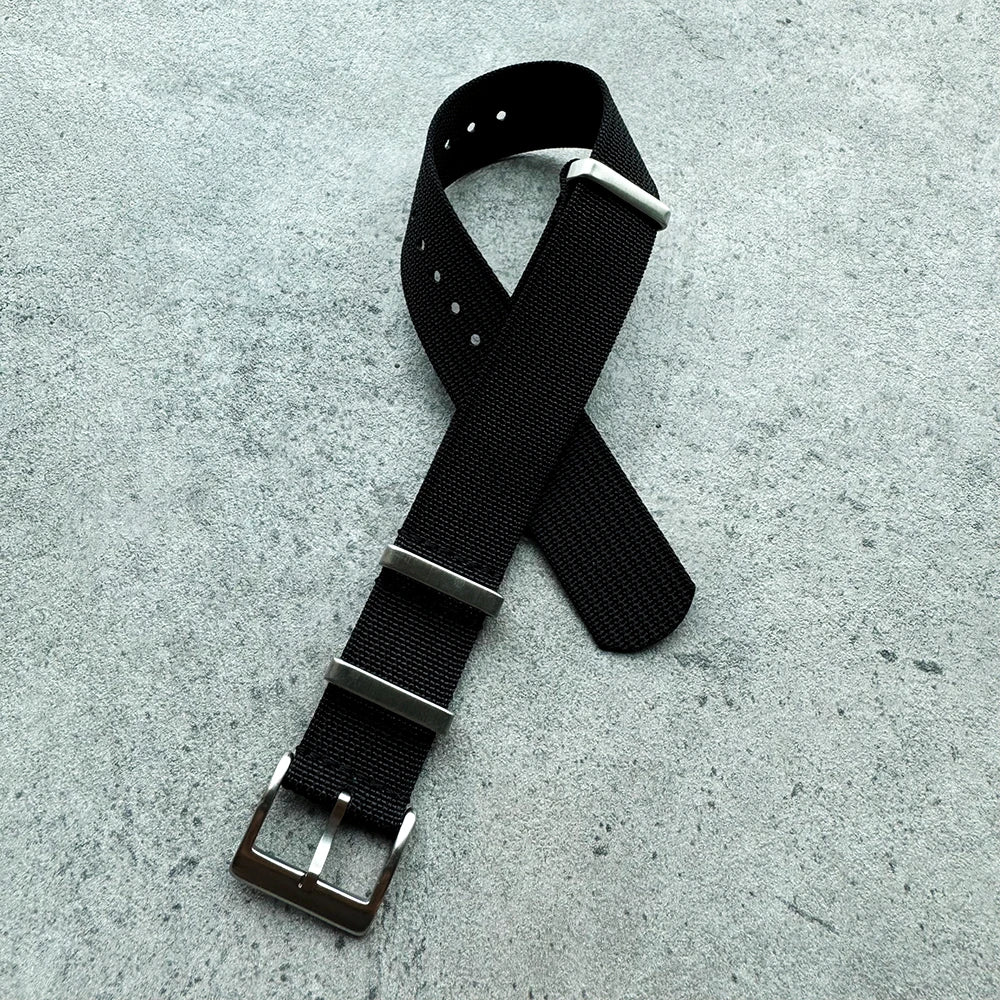 20mm 22mm Sport Fashion Black Yellow Grey Ribbed Fabric Nylon Watch Strap for Blancpain Omega Swatch Watches