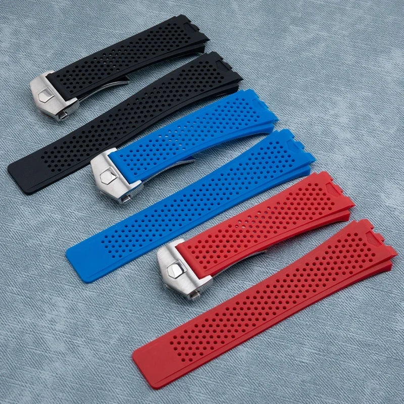 Cinturino per orologio in silicone morbido di alta qualità, per TAG HEUER, serie Carrera, interfaccia concava e convessa, 28x22mm