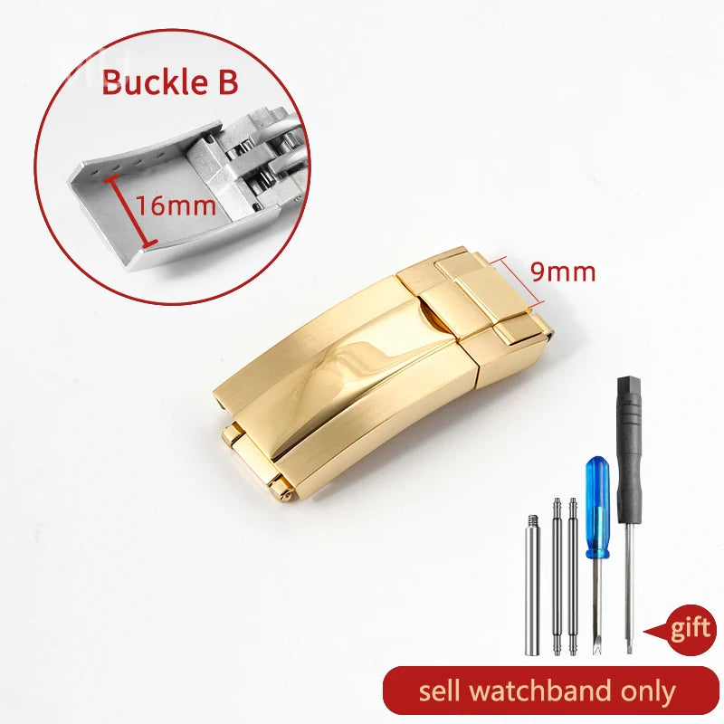 Original folding clasp in 904L stainless steel, for Rolex watch, frosted brushed silver, new Version Submariner 9x9 9x16mm