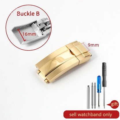 Original folding clasp in 904L stainless steel, for Rolex watch, frosted brushed silver, new Version Submariner 9x9 9x16mm