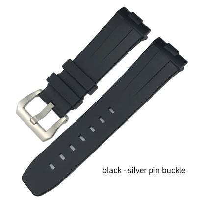 Bracelet de montre en caoutchouc et Silicone 24mm, extrémité incurvée pour PANERAI, boucle pliante, noir, vert, Orange, Bracelets de plongée, outils gratuits
