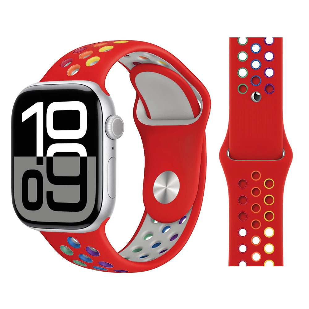 Bracelet en Silicone pour bracelets de montre Apple 46mm 44mm 45mm 40mm 41mm 42mm, Bracelet de Sport Correa iWatch série 11 10 9 SE 8 7 6 5