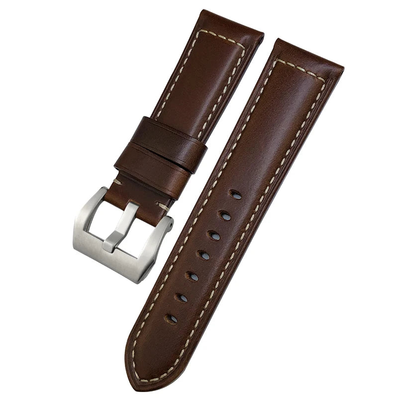 Bracelet de montre en cuir véritable, 24mm 26mm, pour Panerai LUMINOR PAM111 PAM 441, Style rétro, fait à la main